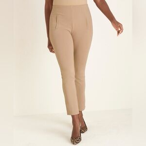 Chico’s So Slimming Juliet Ponte Knit Tan Ankle Pants Women’s Petite